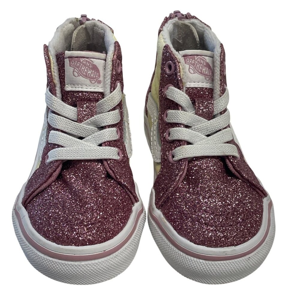 Vans Toddler Size 4‎ Glitter High-Top Sneakers Pink Yellow